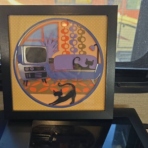 3D Layered Retro Shadowbox 8x8 Inches. Hanger on the back. Gift, home decor, pi - Picture 4 of 8